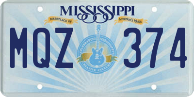 MS license plate MQZ374