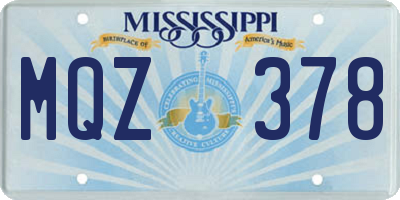 MS license plate MQZ378