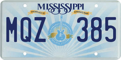 MS license plate MQZ385