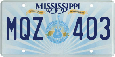 MS license plate MQZ403