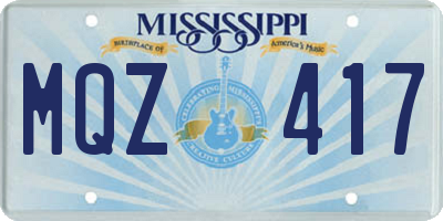 MS license plate MQZ417