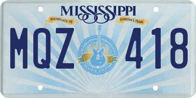 MS license plate MQZ418