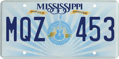MS license plate MQZ453