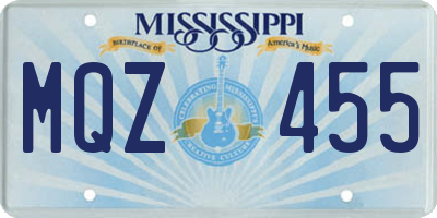 MS license plate MQZ455