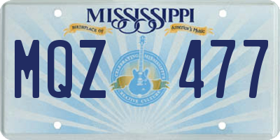 MS license plate MQZ477