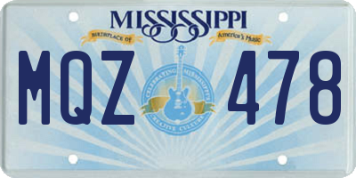 MS license plate MQZ478