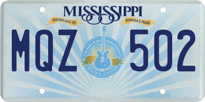 MS license plate MQZ502