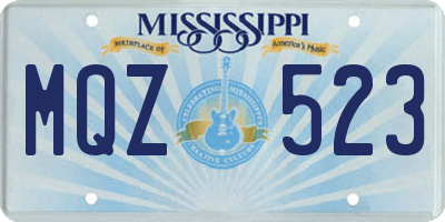 MS license plate MQZ523