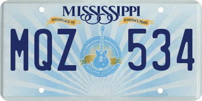 MS license plate MQZ534