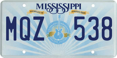MS license plate MQZ538