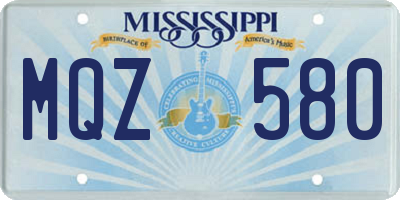 MS license plate MQZ580