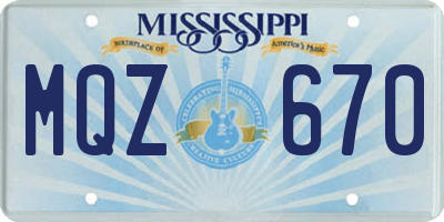 MS license plate MQZ670
