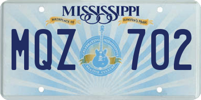 MS license plate MQZ702