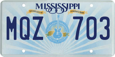 MS license plate MQZ703