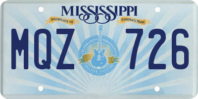 MS license plate MQZ726