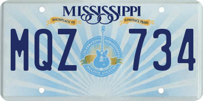 MS license plate MQZ734