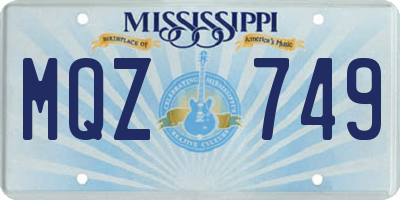 MS license plate MQZ749