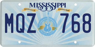 MS license plate MQZ768