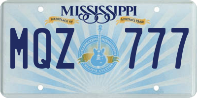MS license plate MQZ777