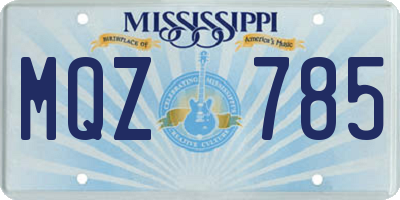 MS license plate MQZ785