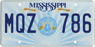 MS license plate MQZ786