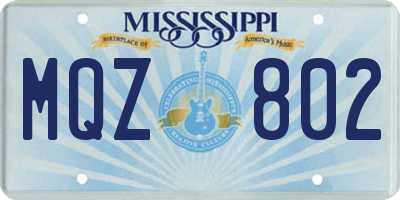 MS license plate MQZ802