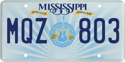 MS license plate MQZ803