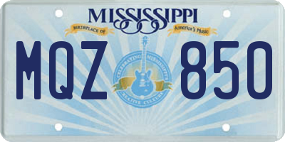 MS license plate MQZ850