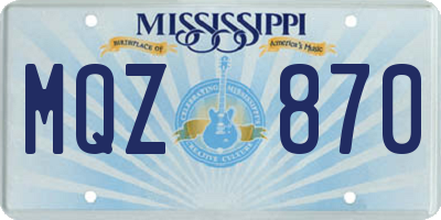 MS license plate MQZ870