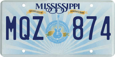 MS license plate MQZ874