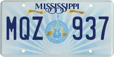 MS license plate MQZ937