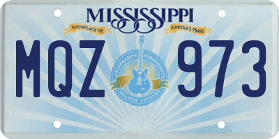MS license plate MQZ973
