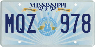 MS license plate MQZ978