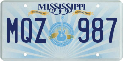 MS license plate MQZ987