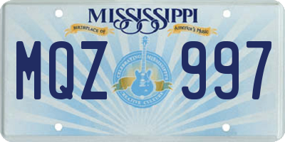 MS license plate MQZ997