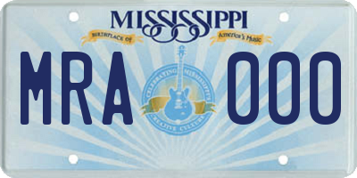 MS license plate MRA000