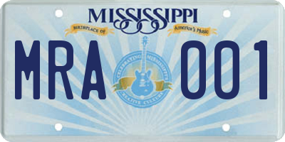 MS license plate MRA001