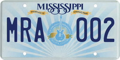 MS license plate MRA002