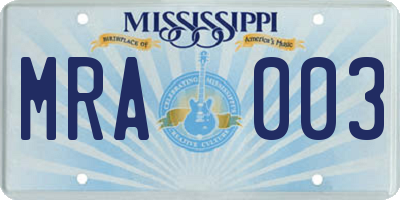 MS license plate MRA003