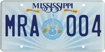 MS license plate MRA004