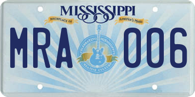 MS license plate MRA006