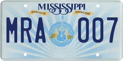 MS license plate MRA007