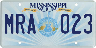 MS license plate MRA023