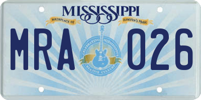 MS license plate MRA026