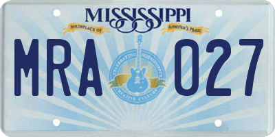 MS license plate MRA027