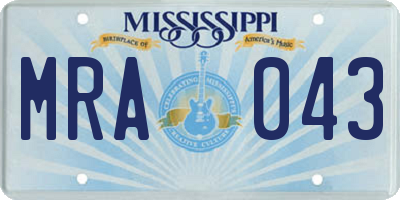 MS license plate MRA043