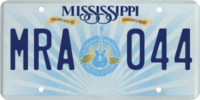 MS license plate MRA044