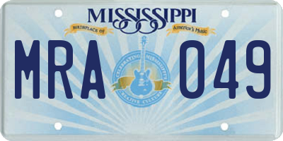 MS license plate MRA049