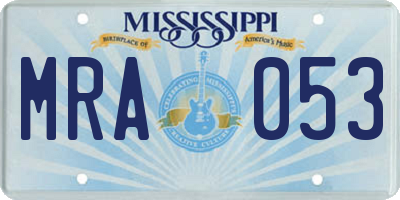 MS license plate MRA053
