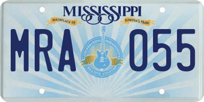 MS license plate MRA055